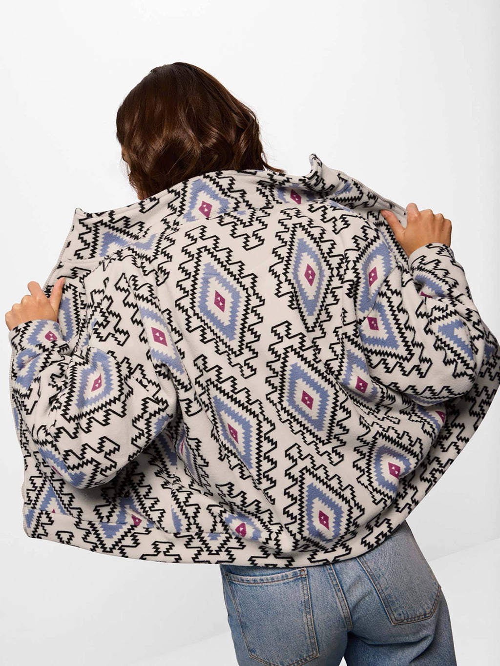 White Printed Oversized Fit Jacket | JC78 - view 6