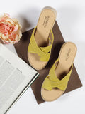 Solid Yellow Wedges Heels | H78 - view 1
