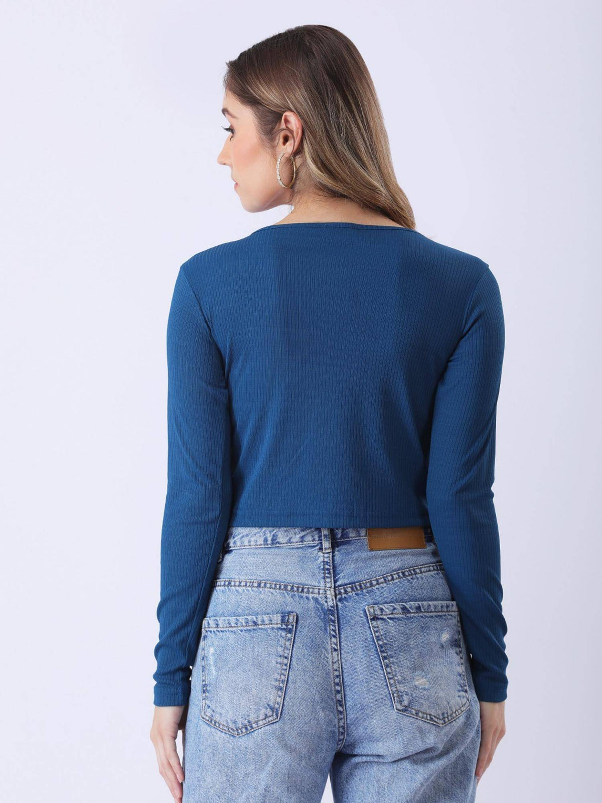 Women Black Solid Ribbed Crop Top | CT61 - view 21