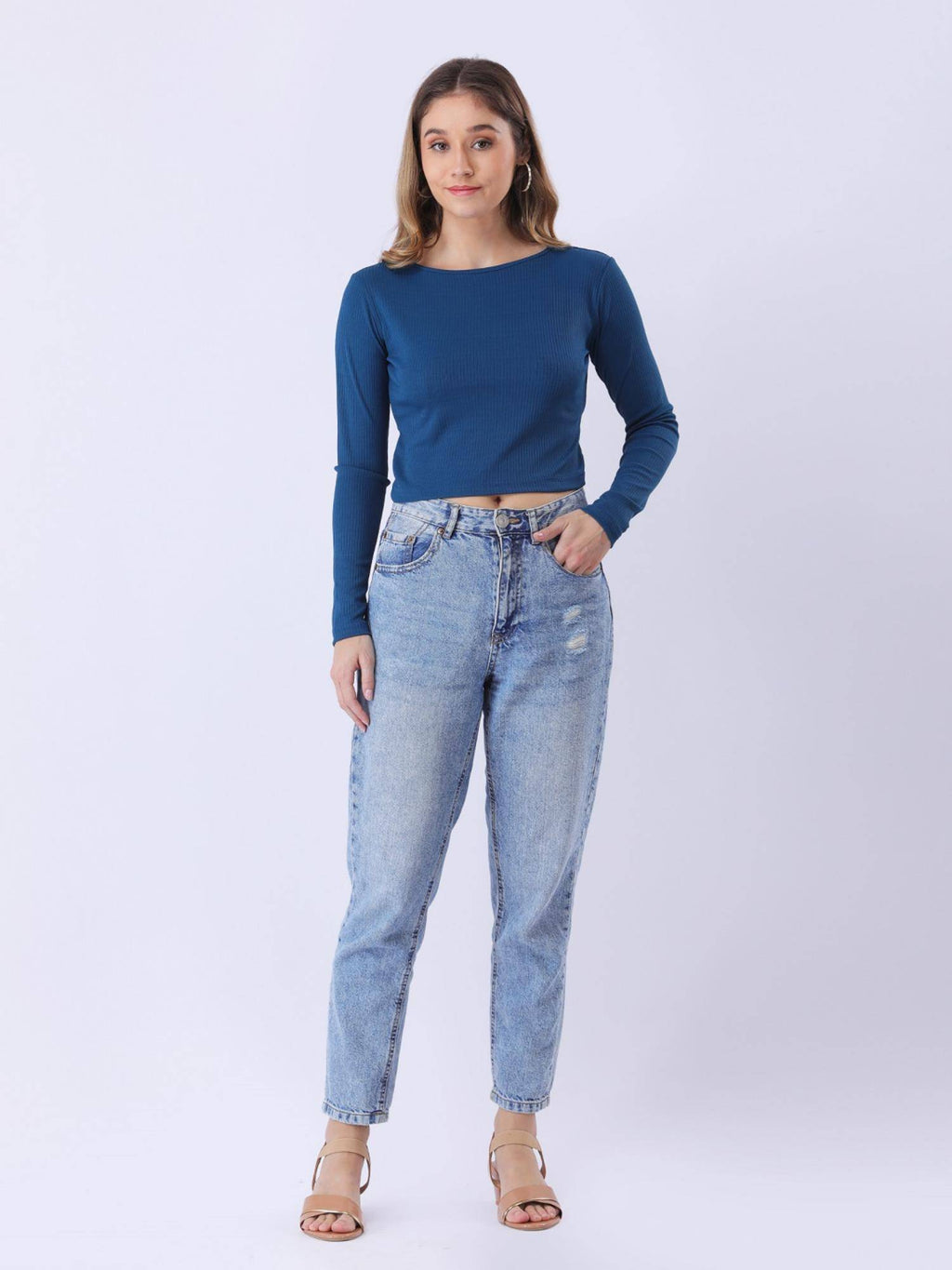 Women Black Solid Ribbed Crop Top | CT61 - view 24