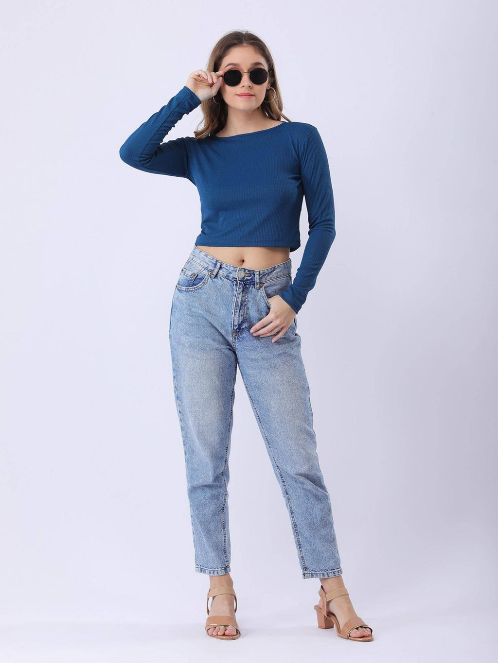 Women Black Solid Ribbed Crop Top | CT61 - view 25