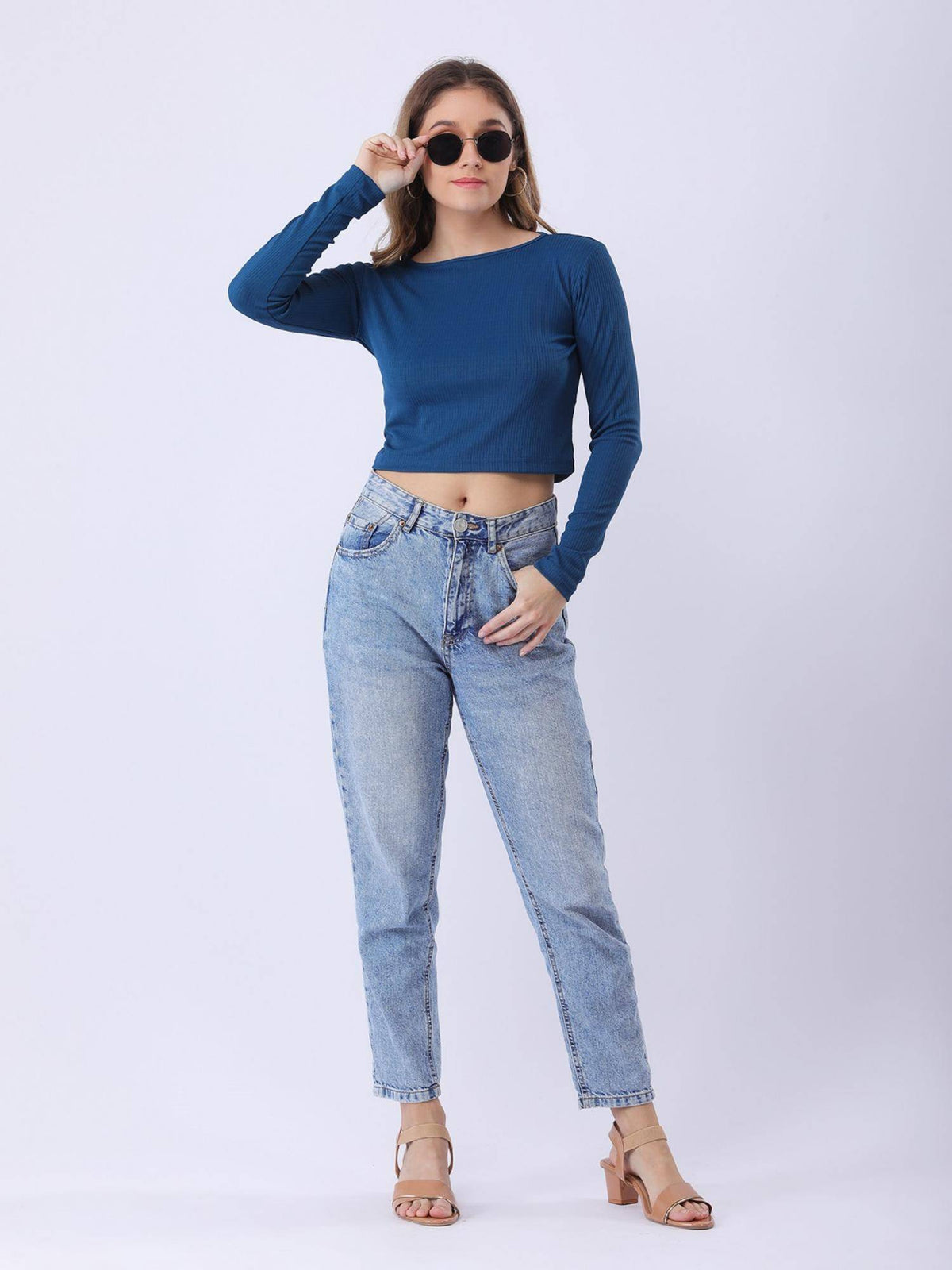 Women Black Solid Ribbed Crop Top | CT61 - view 25