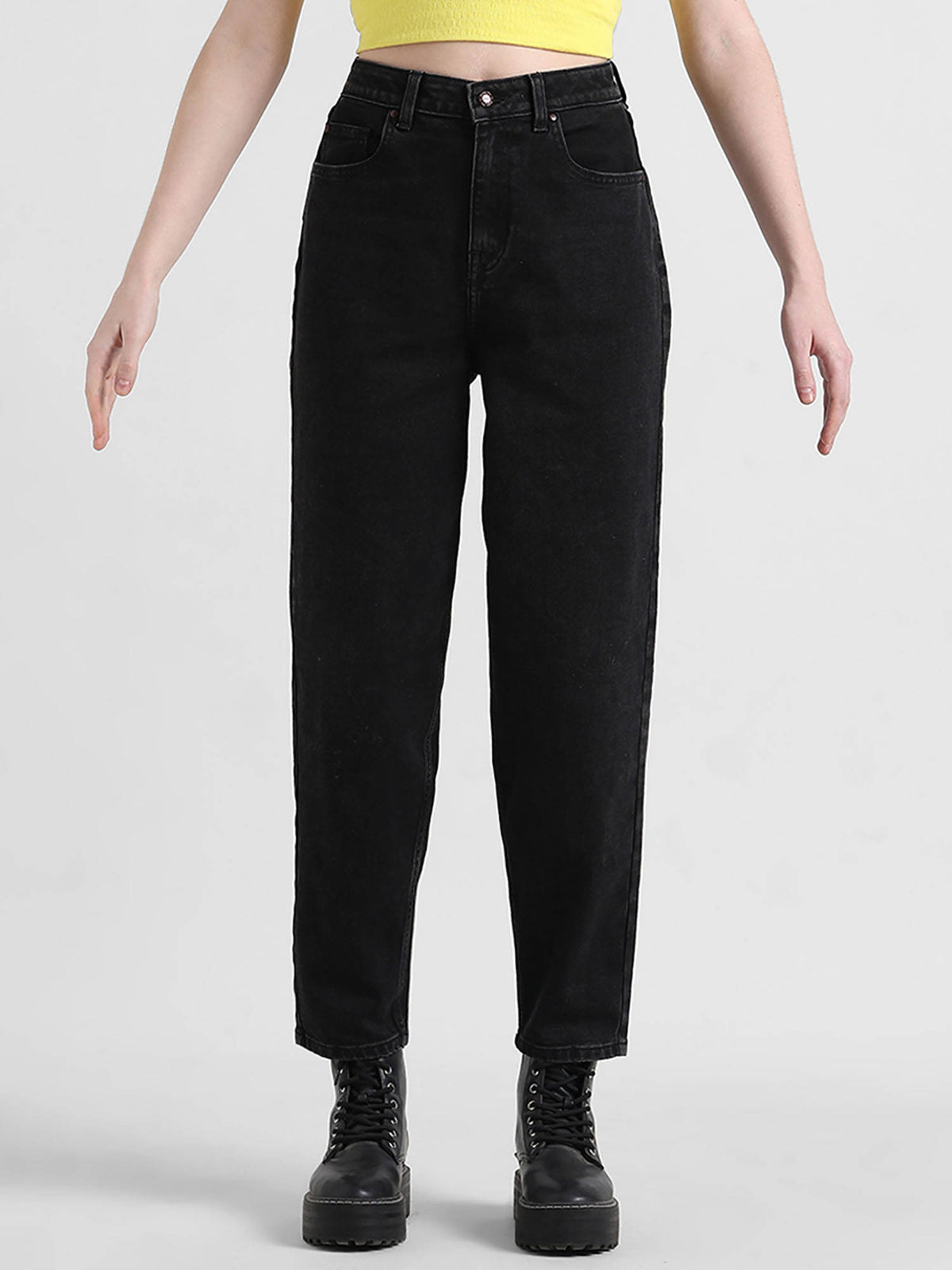 Black High Rise Straight Fit Jeans | ST23 - view 1