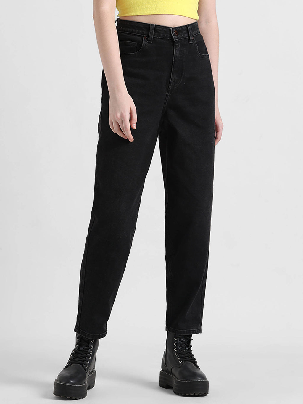 Black High Rise Straight Fit Jeans | ST23 - view 2