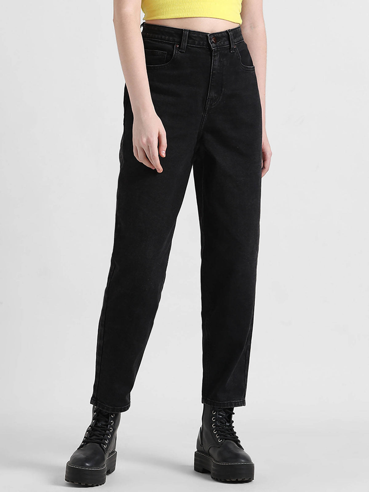 Black High Rise Straight Fit Jeans | ST23 - view 2