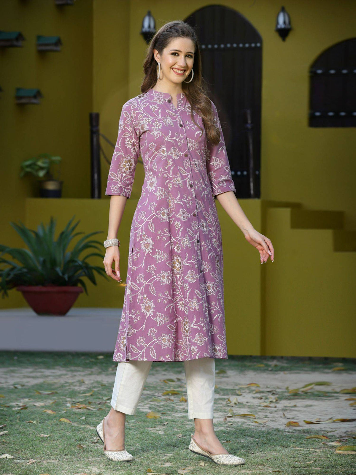 Womens Floral Print Rayon A-line Kurta | KDG - view 3