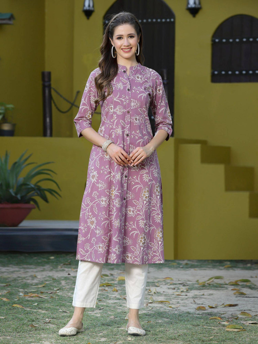 Womens Floral Print Rayon A-line Kurta | FY93 - view 6