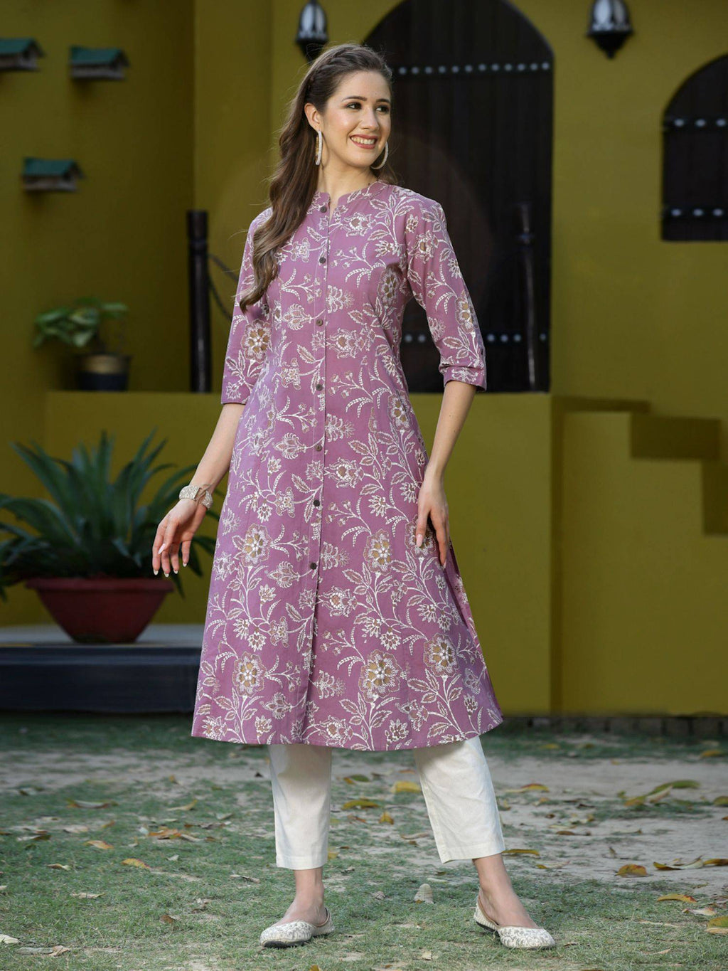 Womens Floral Print Rayon A-line Kurta | KDG - view 7