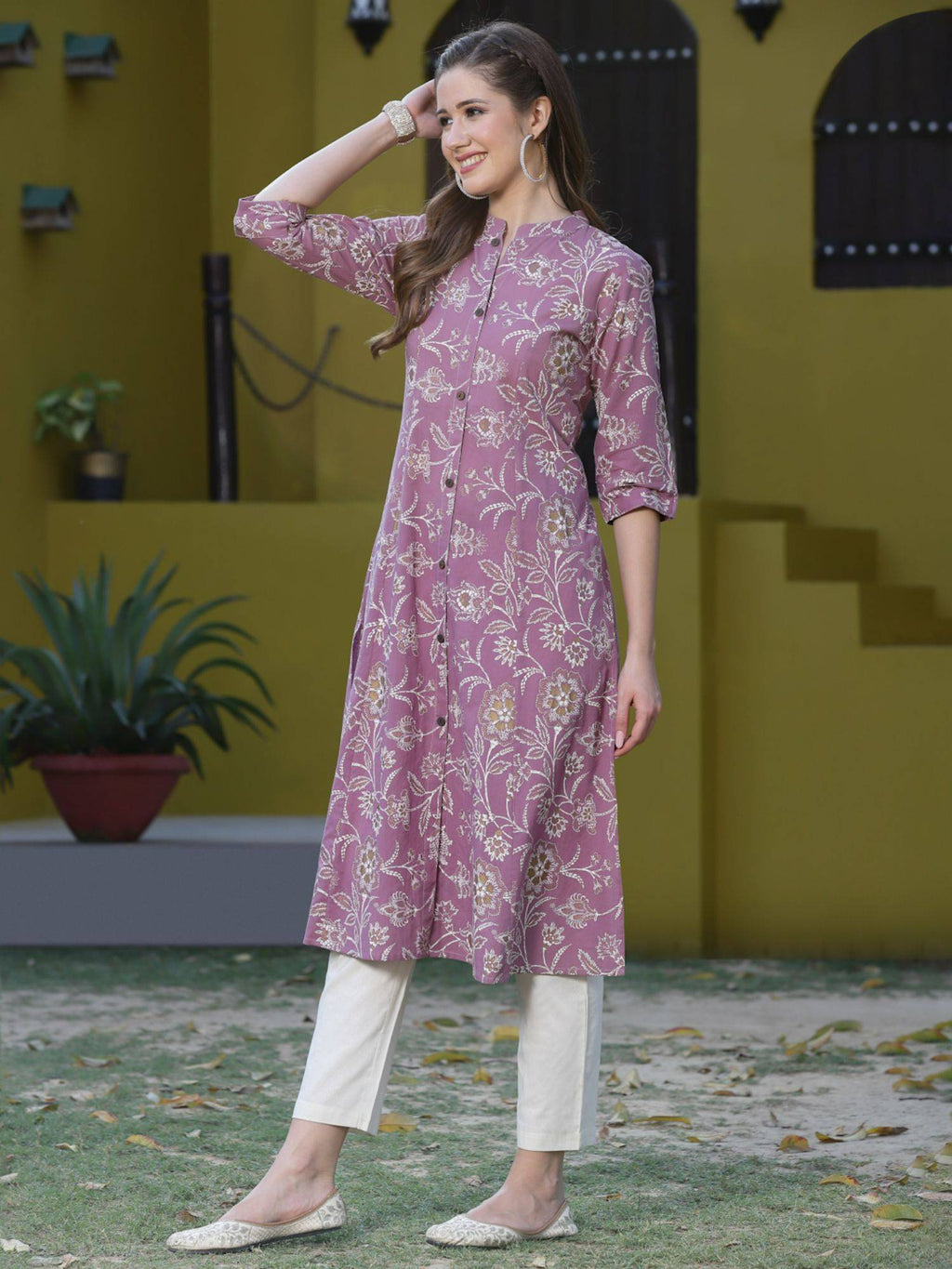 Womens Floral Print Rayon A-line Kurta | KDG - view 8
