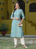 Womens Floral Print Rayon A-line Kurta | FY93 - view 22