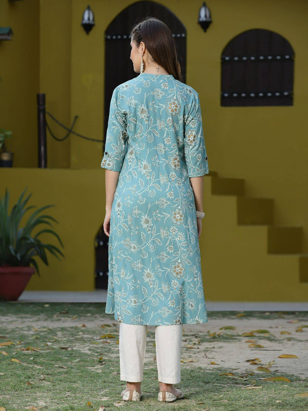 Womens Floral Print Rayon A-line Kurta | KDG - view 17