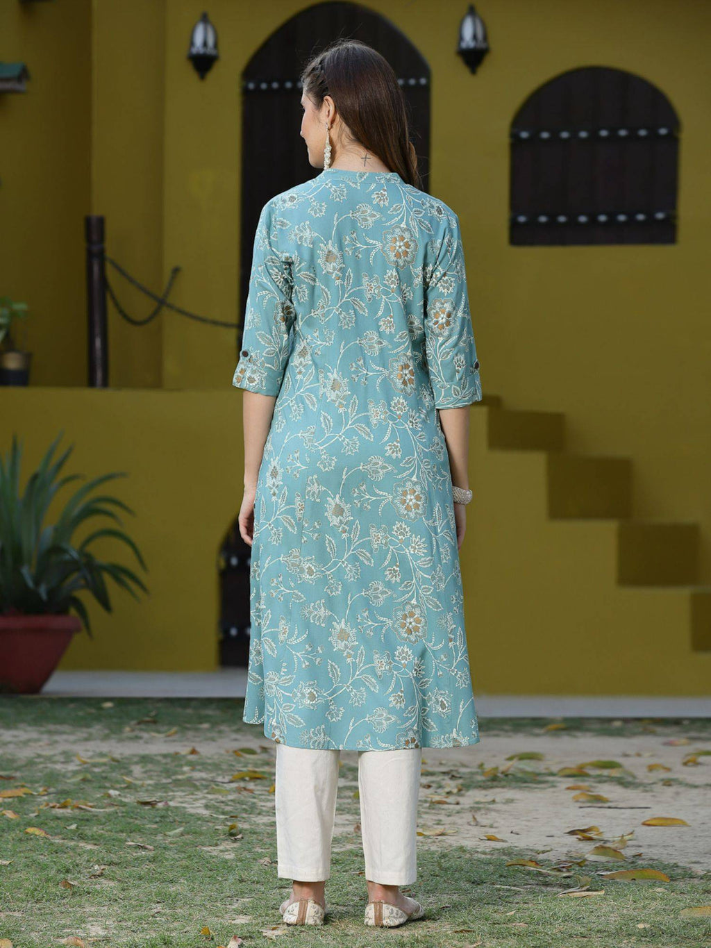 Womens Floral Print Rayon A-line Kurta | FY93 - view 23