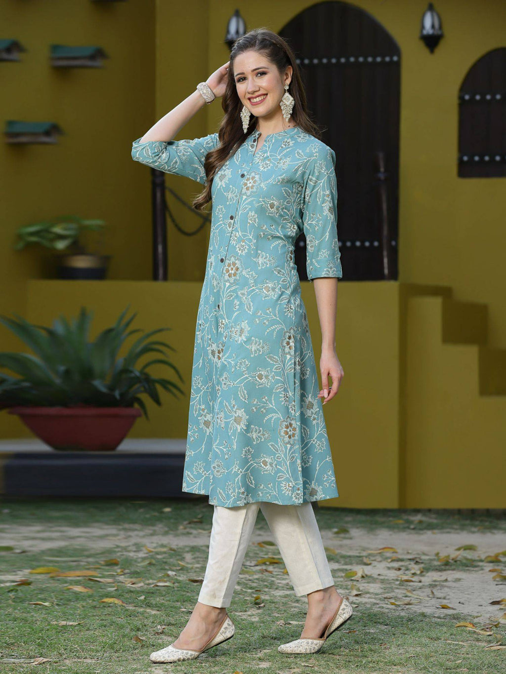 Womens Floral Print Rayon A-line Kurta | KDG - view 18