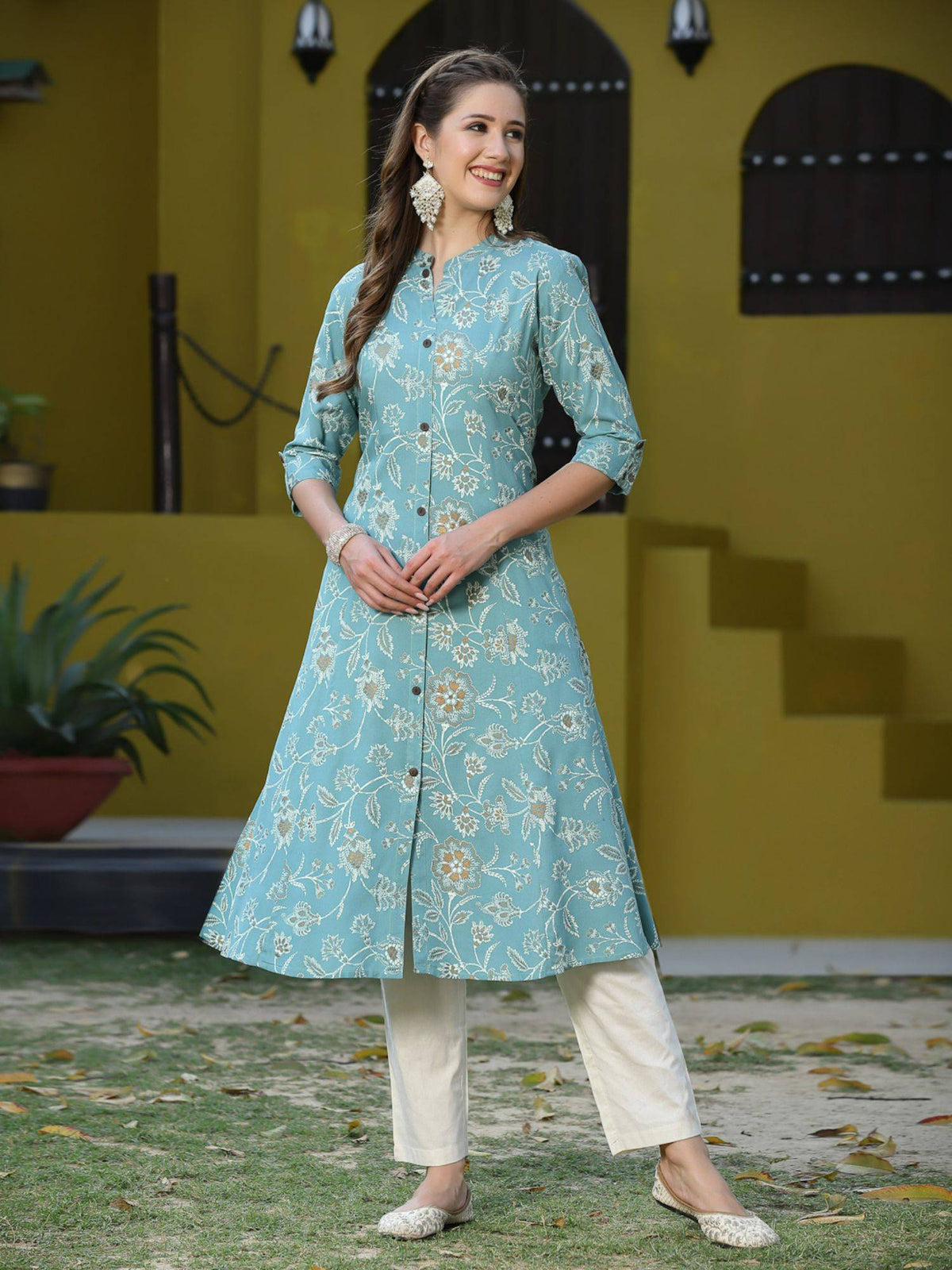 Womens Floral Print Rayon A-line Kurta | KDG - view 21