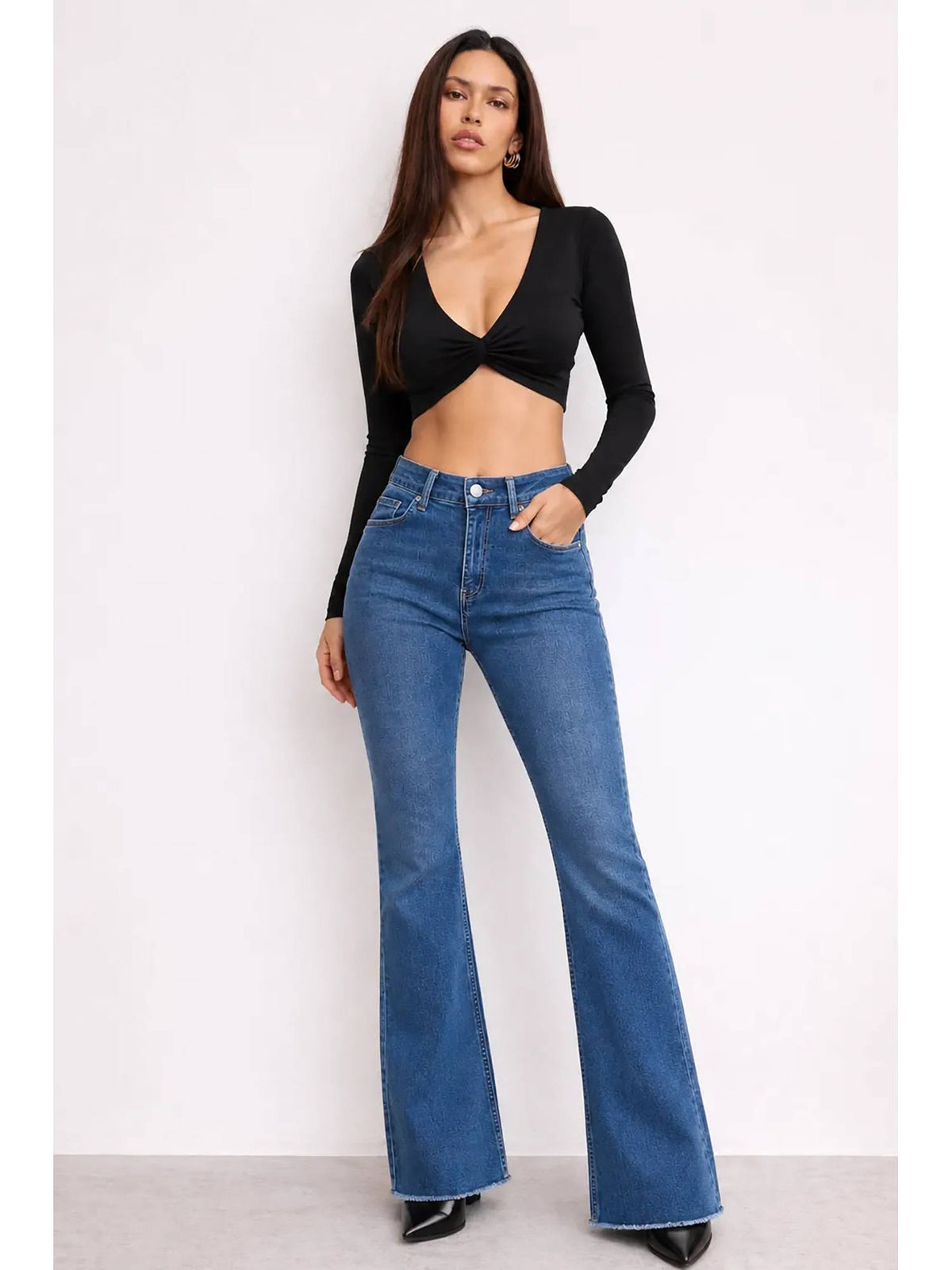 Iconic Babe Raw Edge Bootcut Jeans - Blue | BT10 - view 1