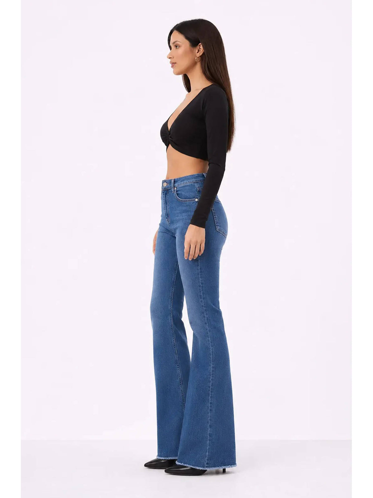 Iconic Babe Raw Edge Bootcut Jeans - Blue | BT10 - view 3