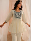 Libas Off White Yoke Design Cotton A-Line Kurti P23