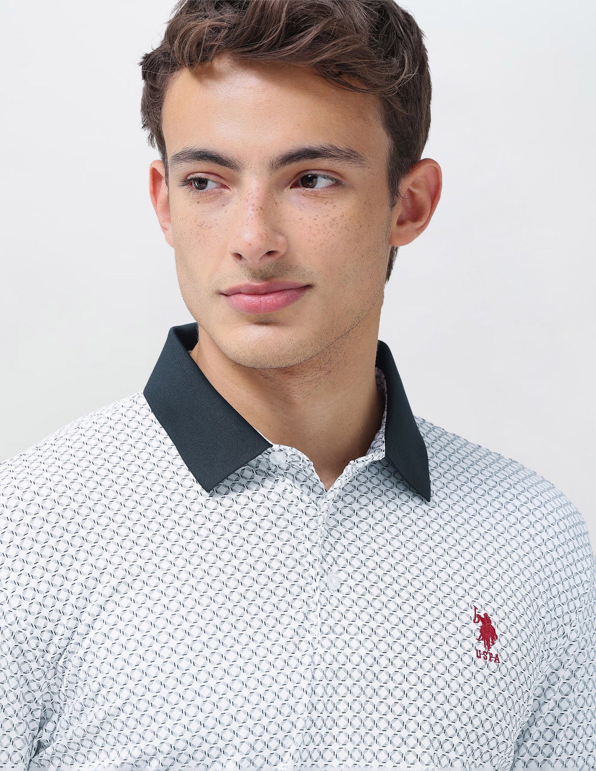Geometric Printed Slim Fit Polo Shirt USP0