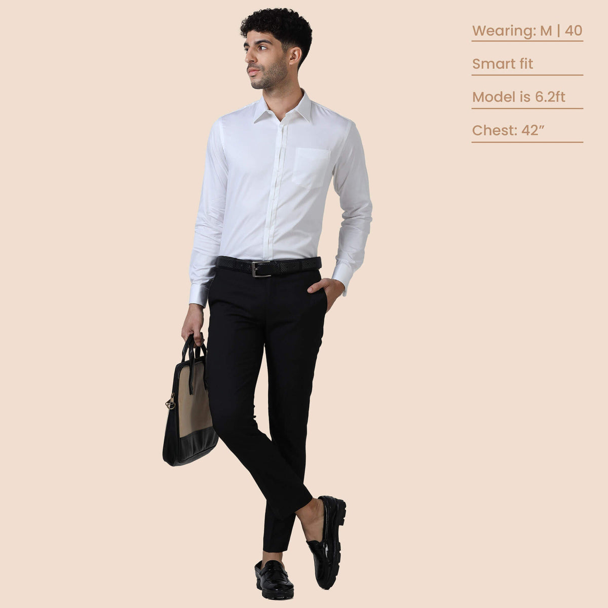 Keneth White Shirt with Signature Concealed Placket & French Cuff