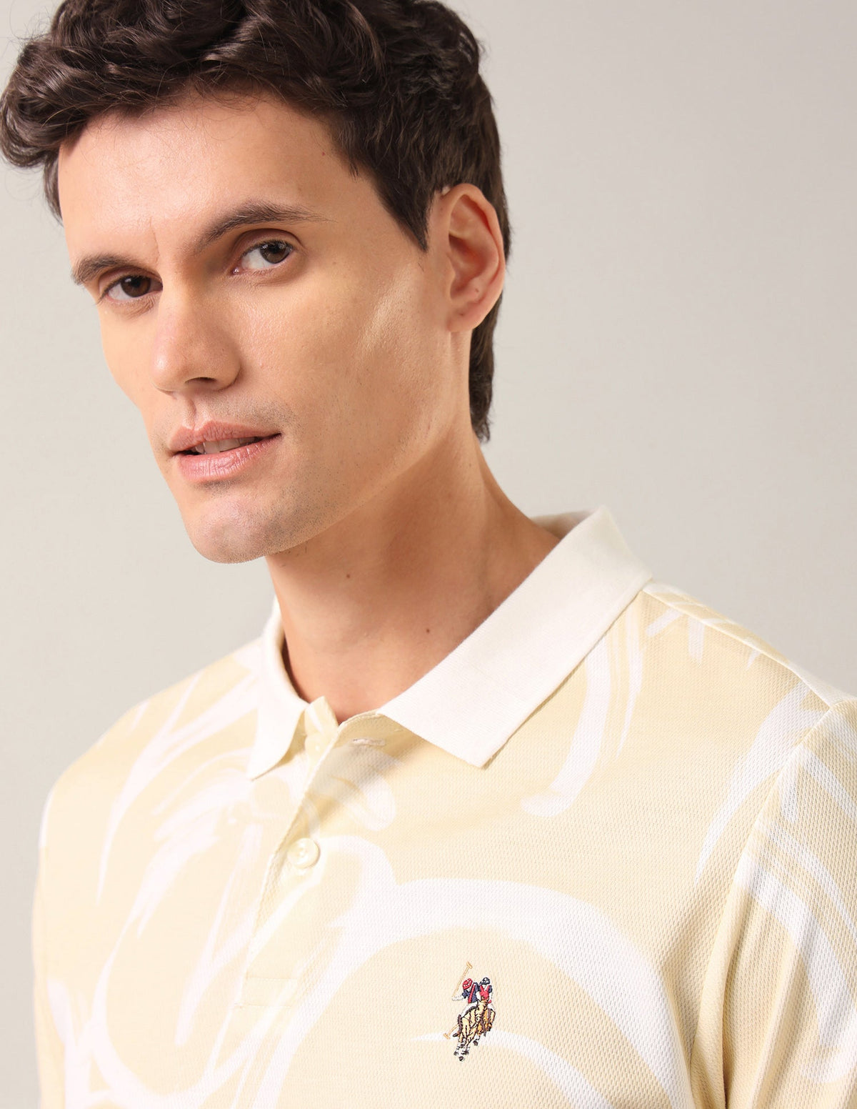 Abstract Printed Slim Fit Polo Shirt USP0