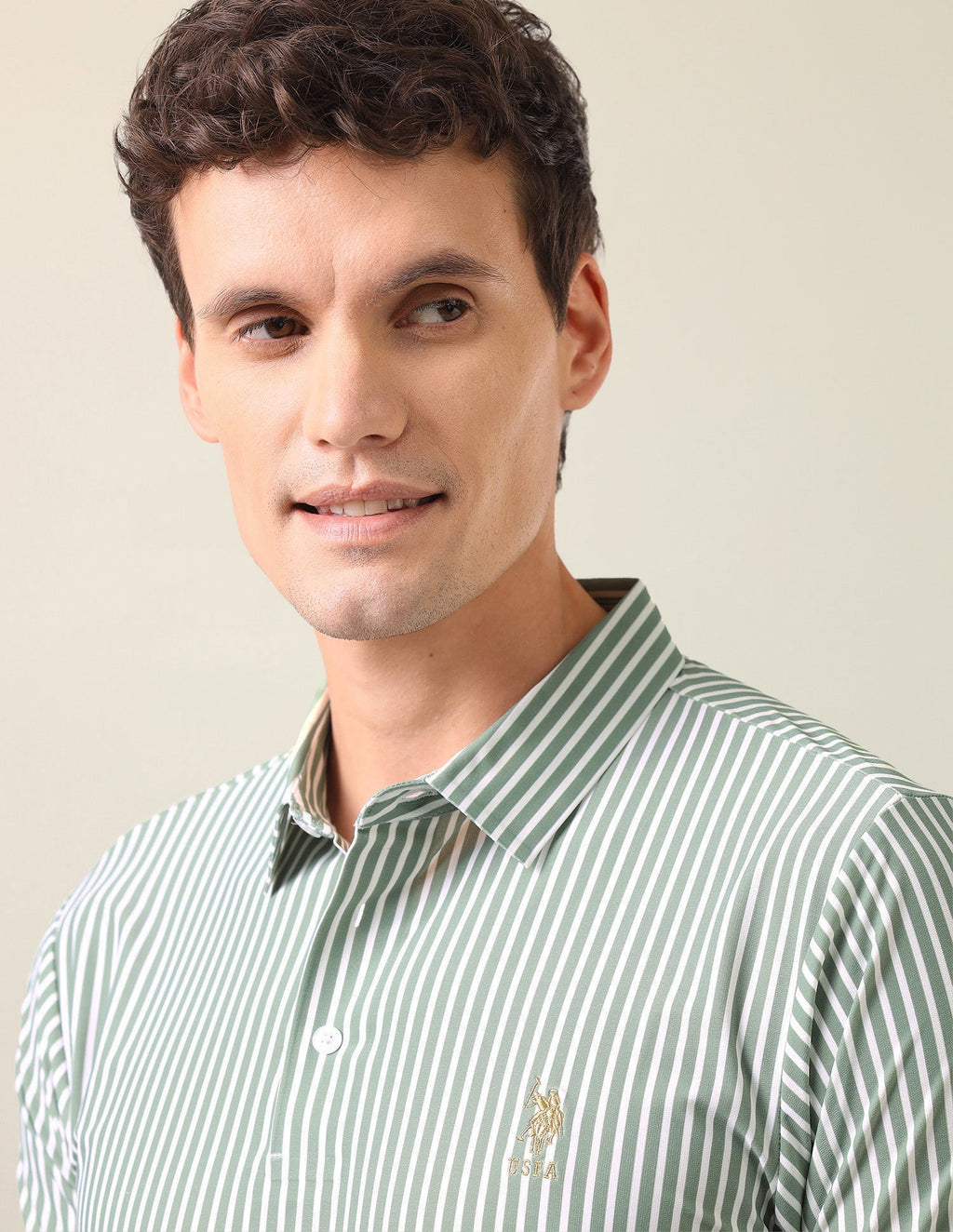 Vertical Striped Slim Fit Polo Shirt USP0