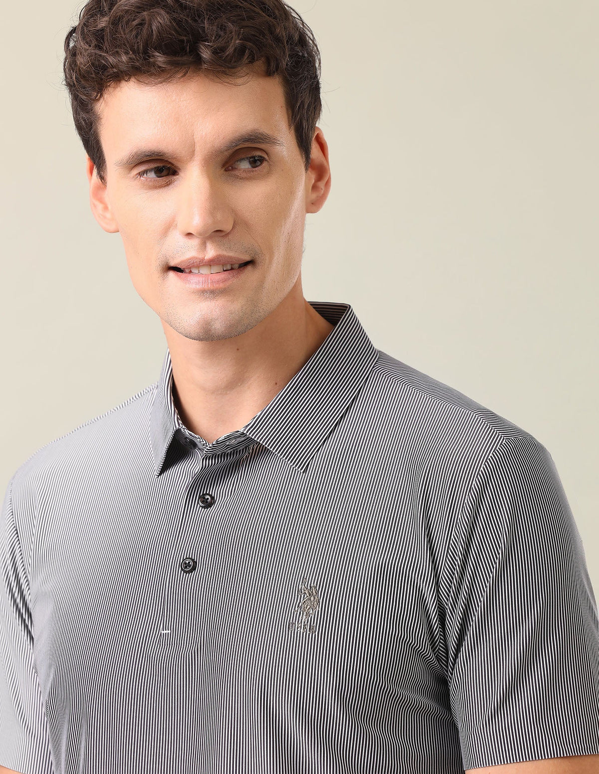 Vertical Striped Slim Fit Polo Shirt USP0