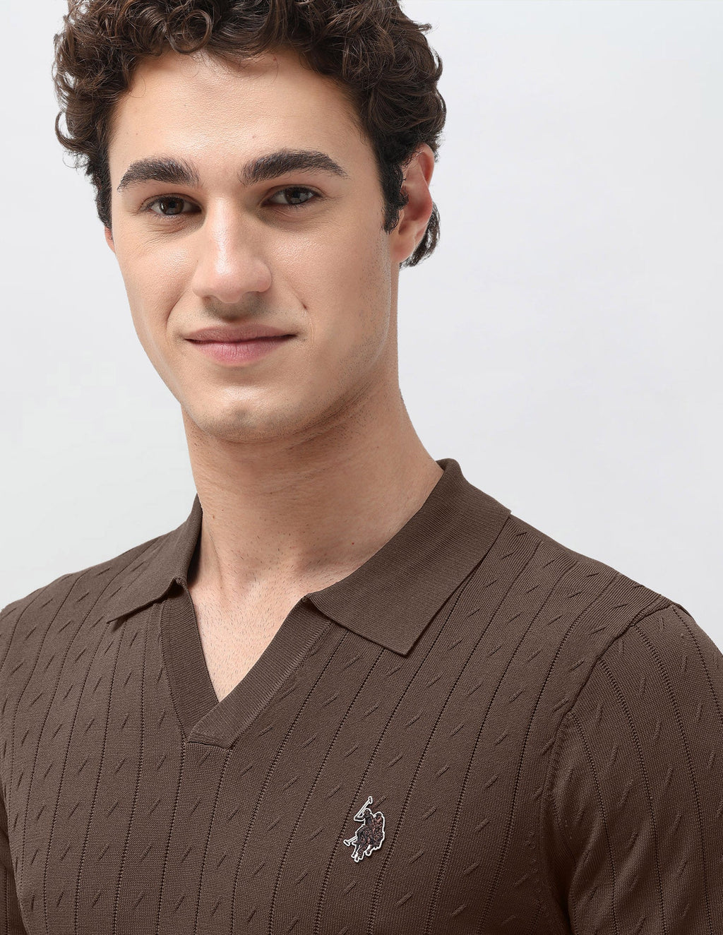Self Design Vertical Striped Slim Fit Polo Shirt USP0