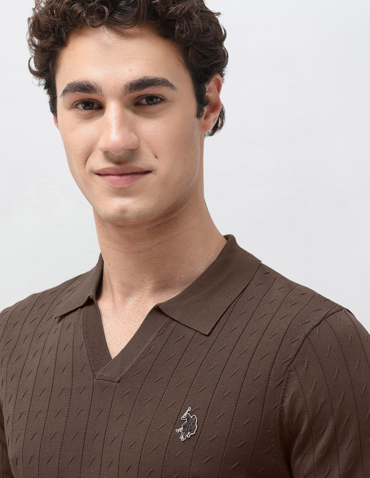 Self Design Vertical Striped Slim Fit Polo Shirt USP0