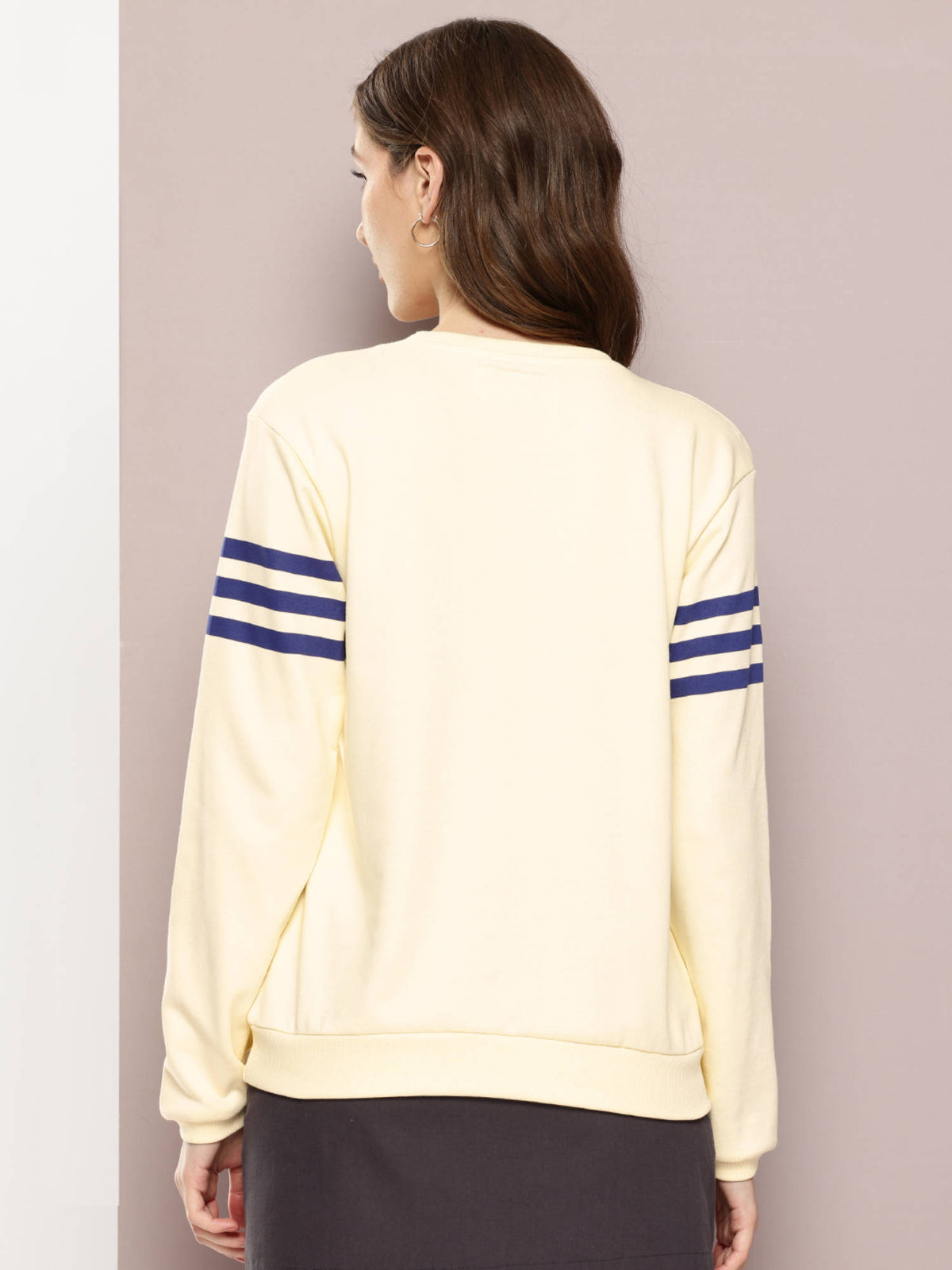Womens Relaxed Fit Embroidered Long Sleeve White Sweatshirt | HD56 - view 4