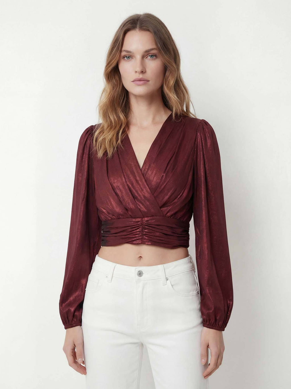 Women Maroon Solid Crop Top | CT61 - view 1