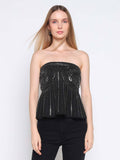 Women Black Sequined Peplum Top | pt51 - view 1