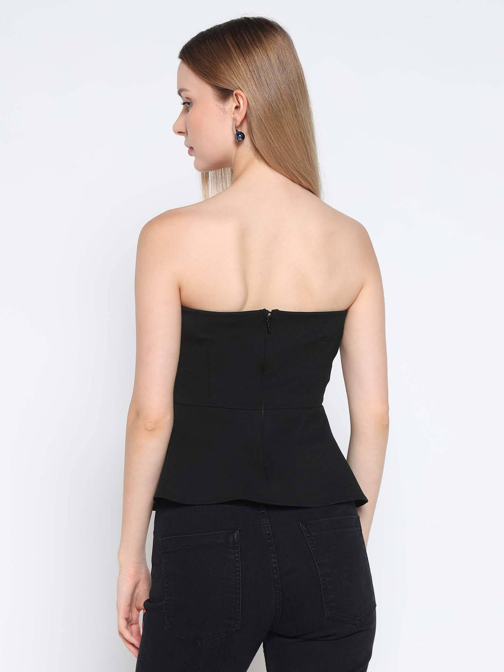 Women Black Sequined Peplum Top | pt51 - view 2
