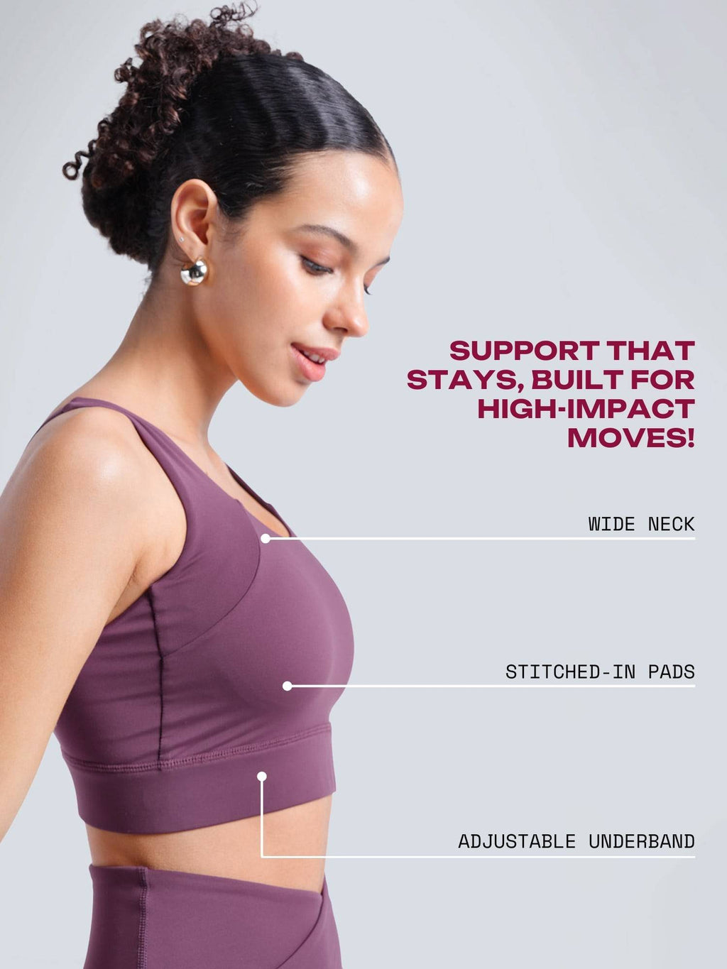 Purple High Impact Sports Bra | sb09 - view 4
