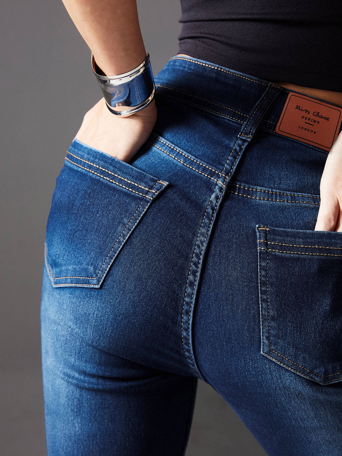 Women Blue Bootcut Mid Rise Regular Length Denim Stretchable Jeans | BT10 - view 6