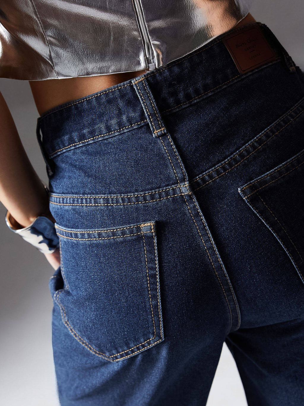 Women Navy Blue Wide Leg High Rise Regular Non Stretchable Denim Jeans | WL90 - view 6
