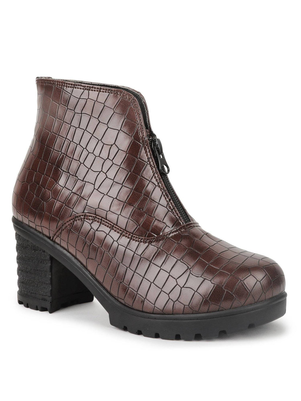 Brown Color Textured Boots | BT61 - view 1