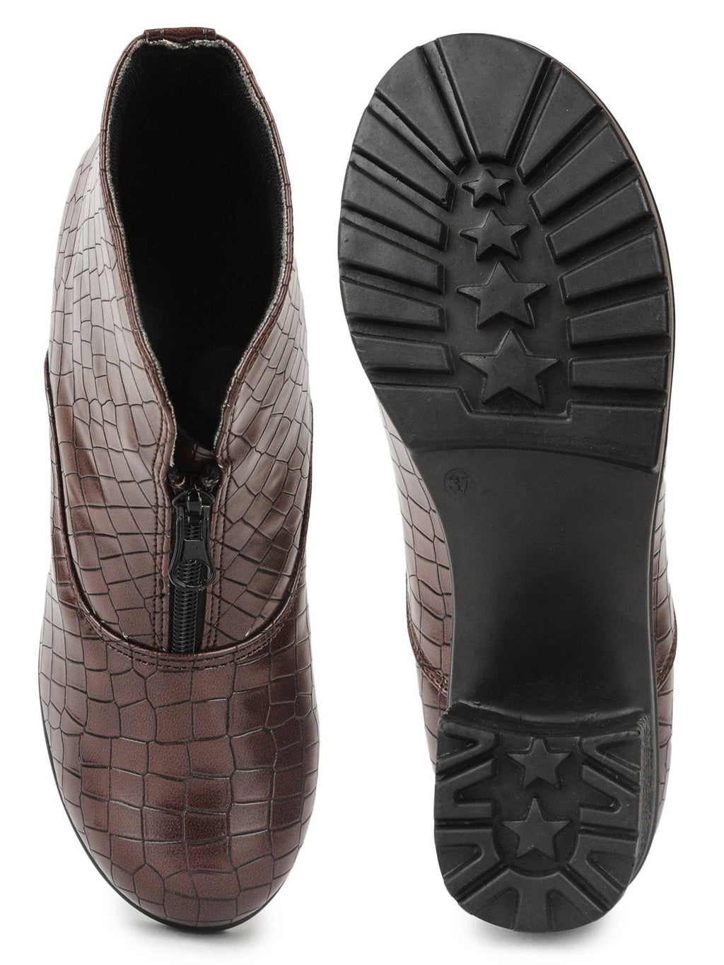 Brown Color Textured Boots | BT61 - view 6
