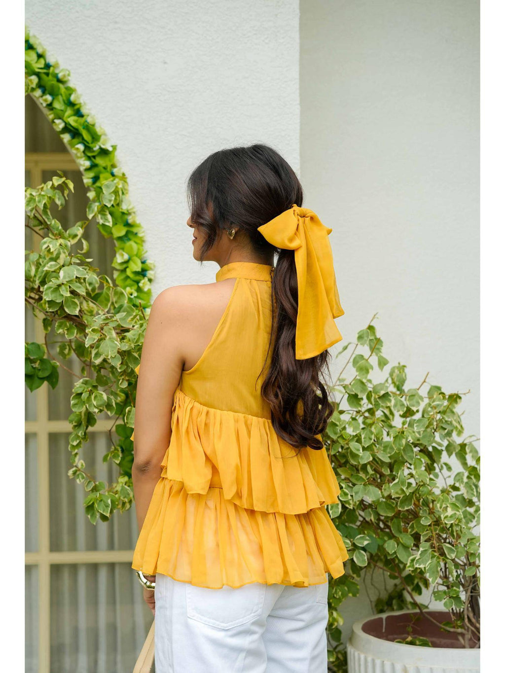 Mustard Chiffon Tiered Top | HT67 - view 4