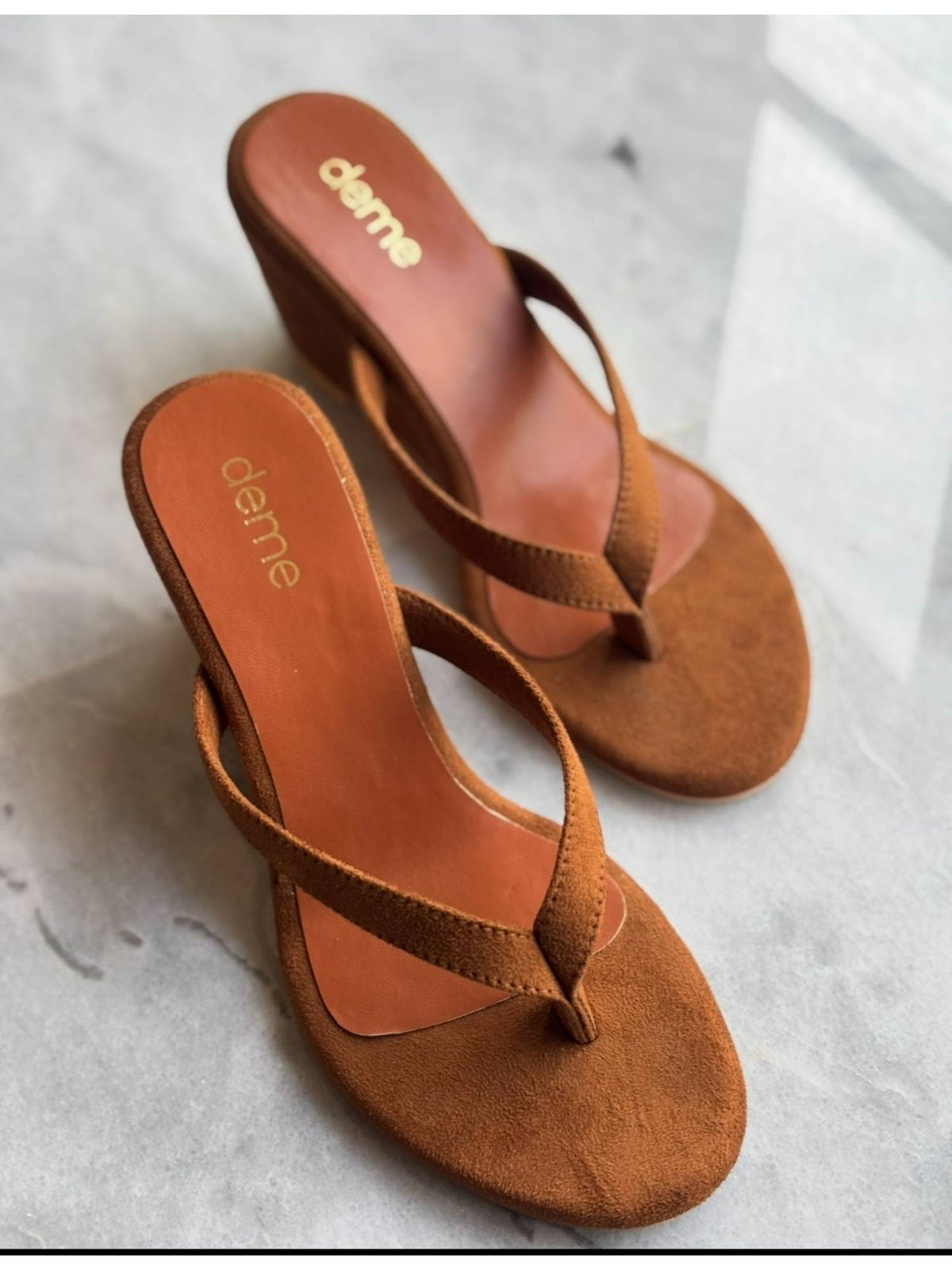 Brown Thong Wedges Heels | H78 - view 1