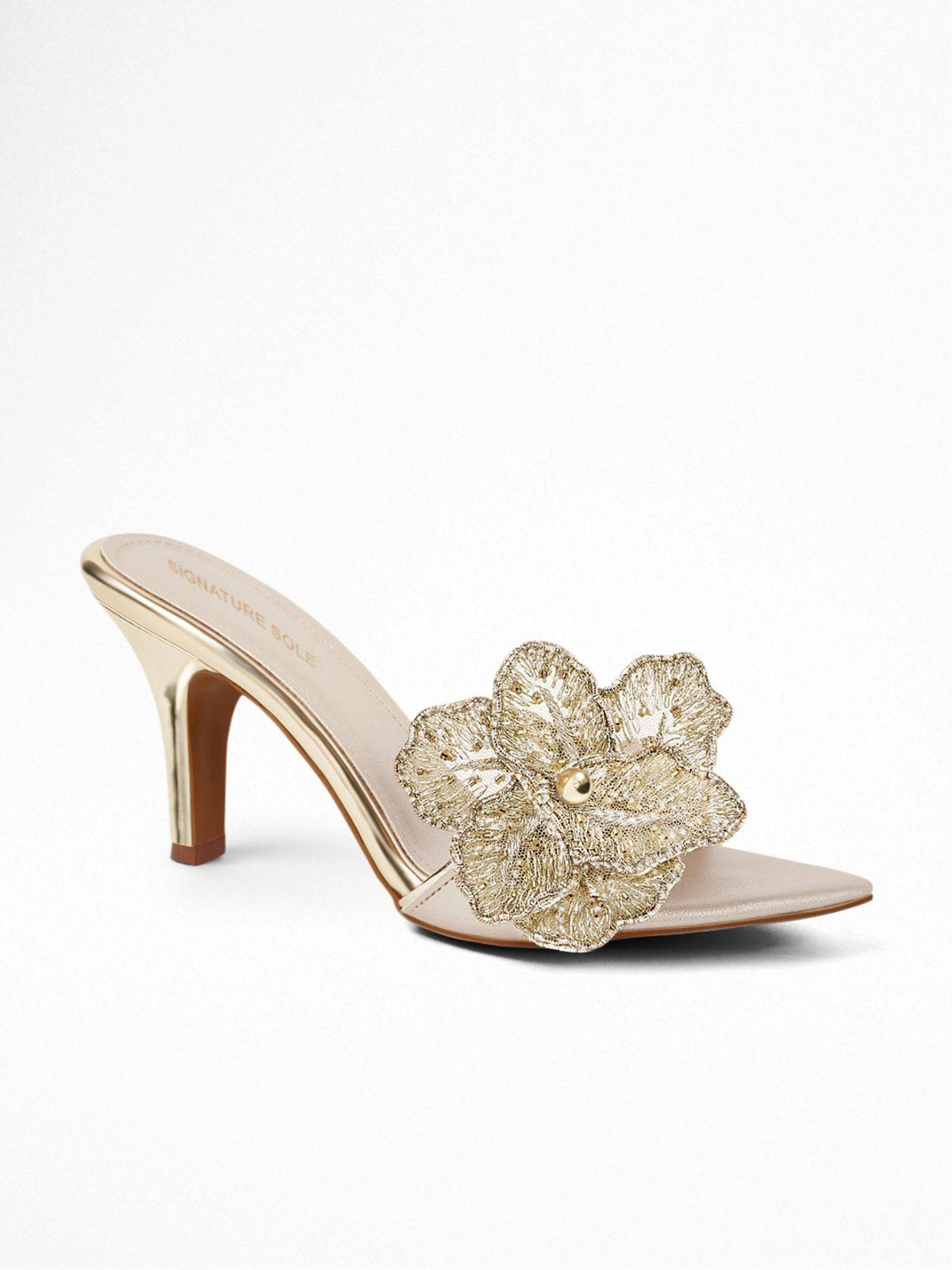 Gold Pointed Toe Heels for Women | H78 - view 3