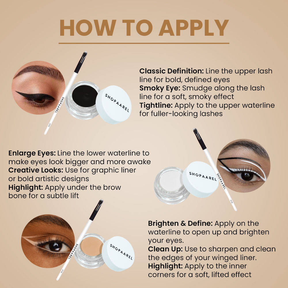 Gel Eye Liner Eyebrow Filler & Kajal Waterproof Smudgeproof Long Lasting 24-Hour | E20 - view 6