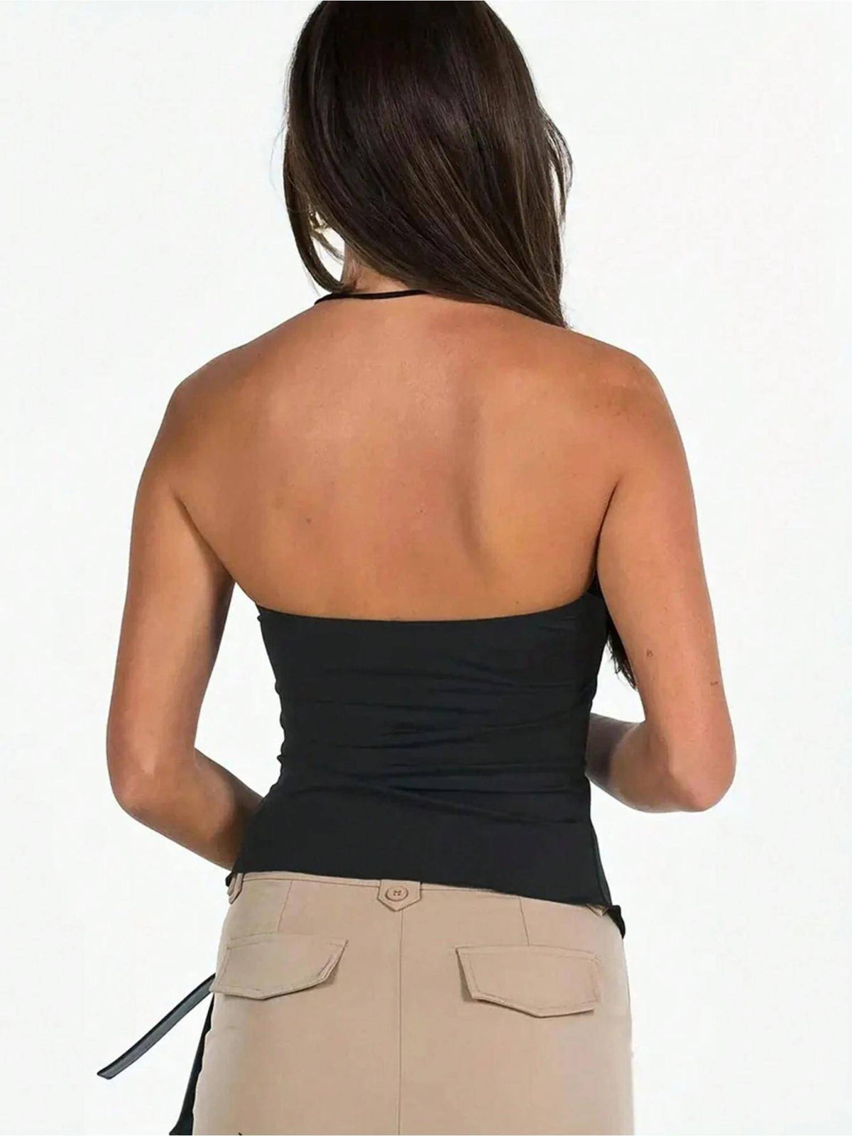 Womens Black Tube Knit Top | TT90 - view 2