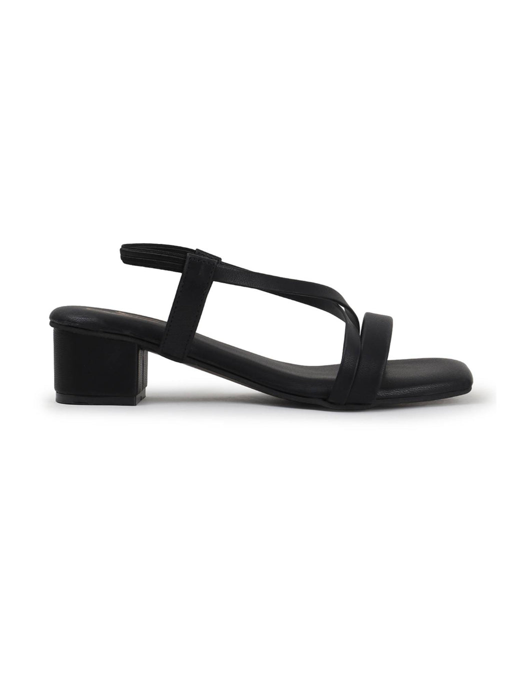 Women Black Cross Strap Block Heels | H78 - view 3