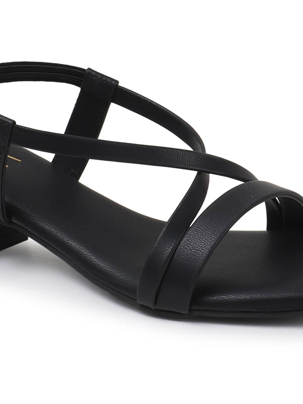 Women Black Cross Strap Block Heels | H78 - view 5