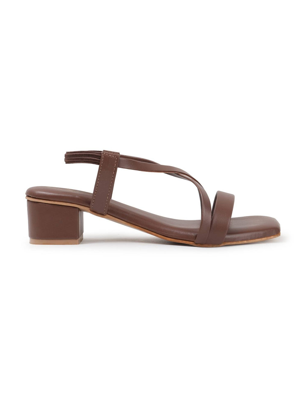 Women Brown Cross Strap Block Heels | H78 - view 3