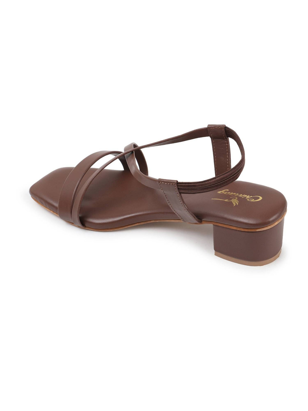 Women Brown Cross Strap Block Heels | H78 - view 4