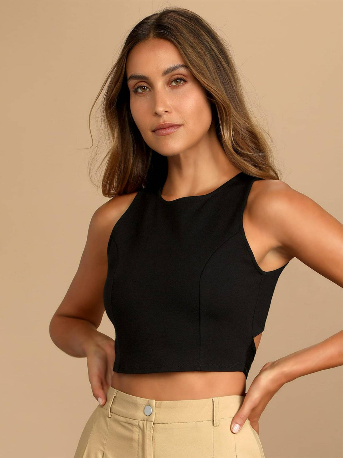 Women Casual Orange Colour Round Neck Solid Crop Top | CT61 - view 7