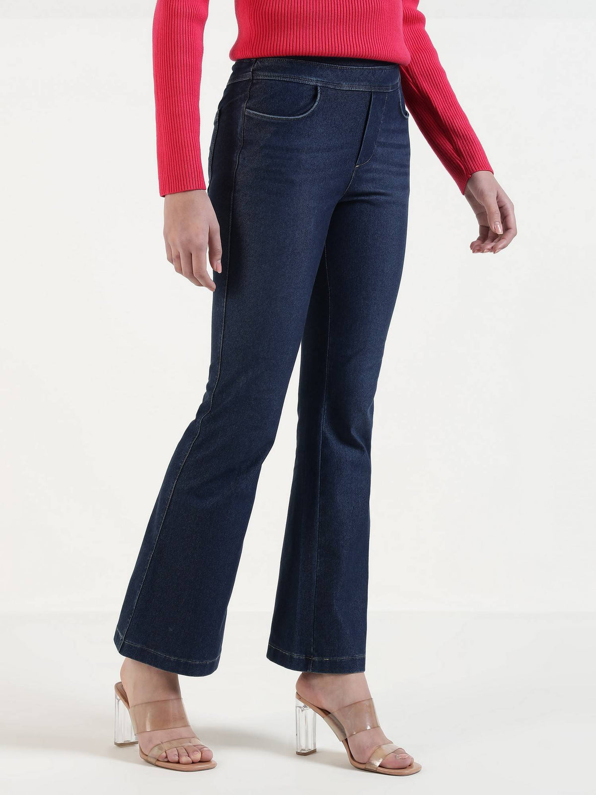 Women Blue Relaxed-Fit Flared Jeggings | RF89 - view 4