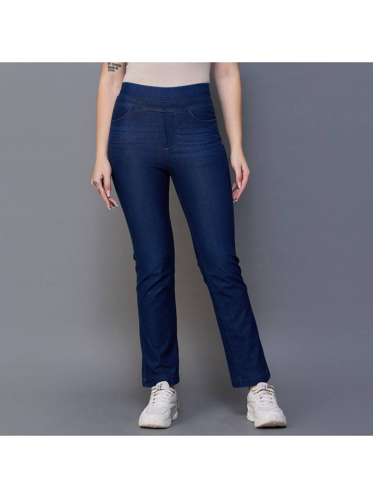 Women Black Relaxed Straight Leg Jeggings | RF89 - view 9