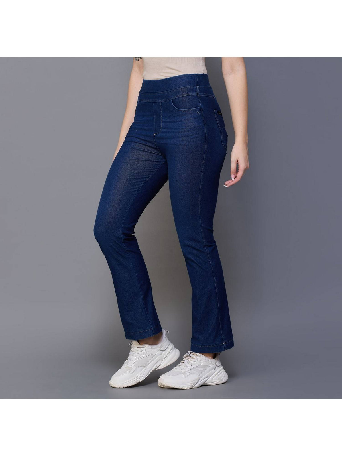 Women Blue Relaxed Straight Leg Jeggings | RF89 - view 3